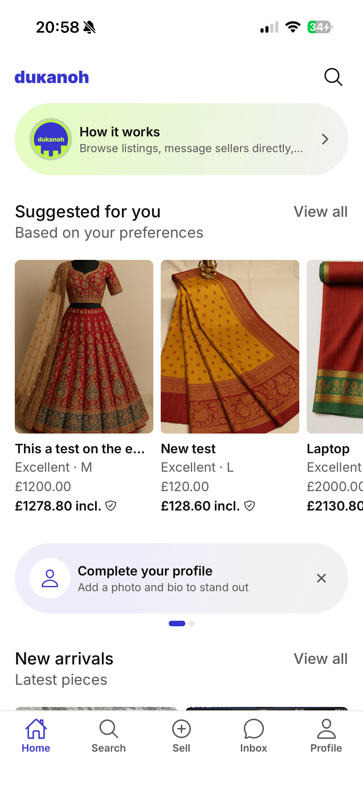Dukanoh app screen 2