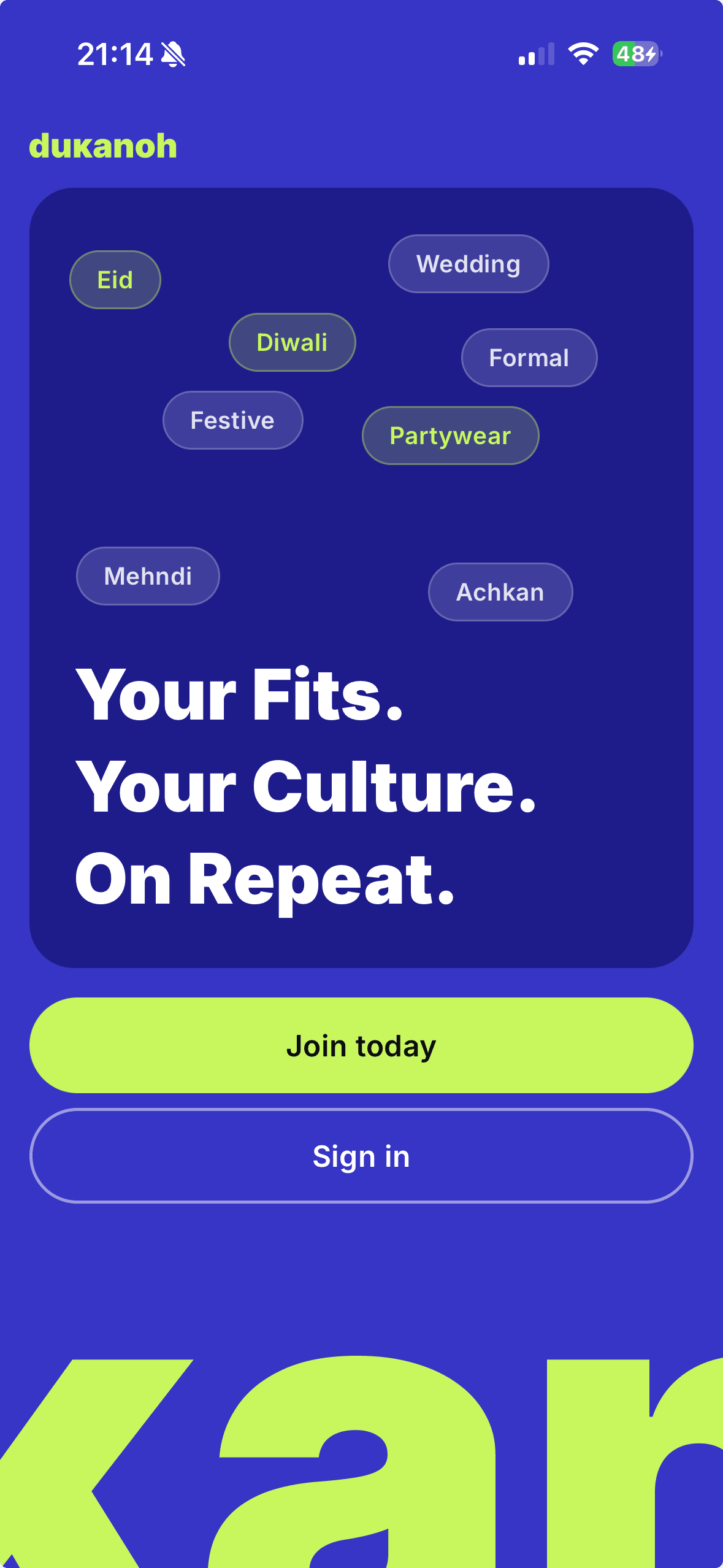 Dukanoh app screen 1